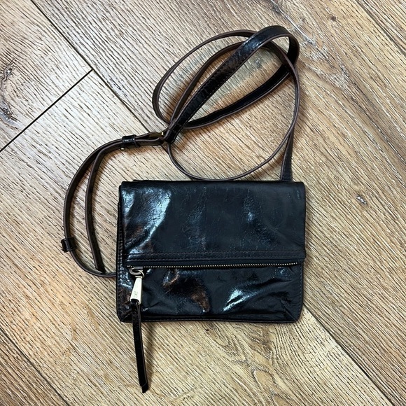 HOBO Black Leather Small Crossbody Wallet